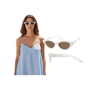 Madden NYC Chic White Cat-Eye Sunglasses